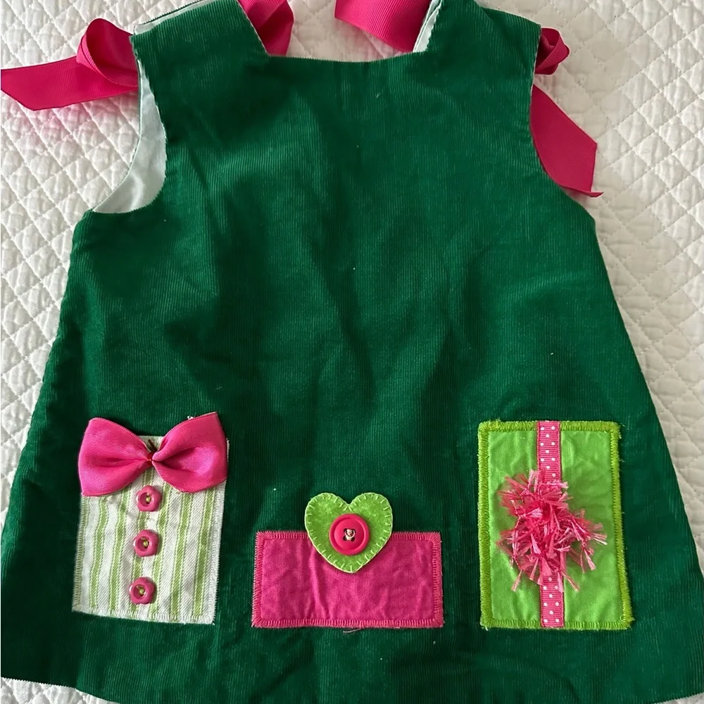 Bailey Boys Corduroy Two Piece Set with Bow Detail in Green and Pink Size 9M